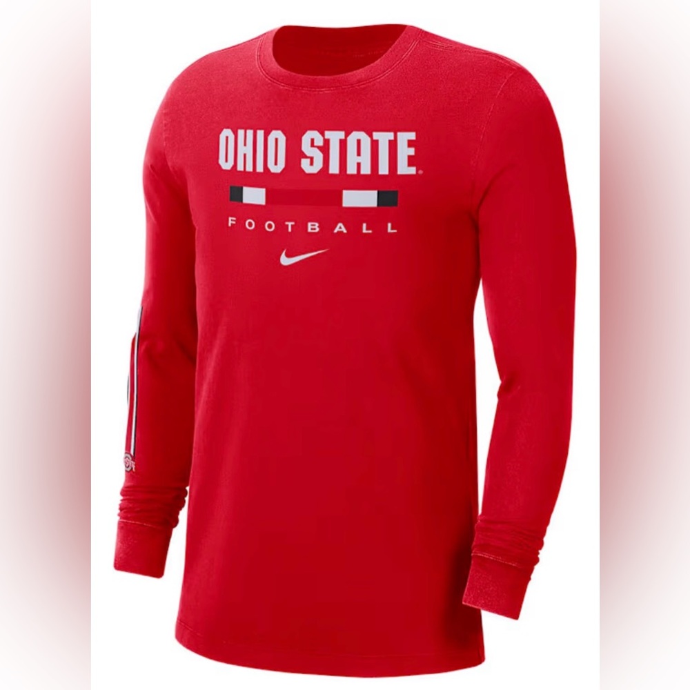 Nike Ohio State Buckeyes NCAA Football Red Long Sleeve T Shirt Mens Large